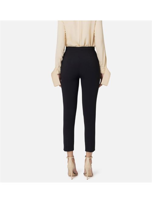 Straight stretch crêpe trousers with logo rivet ELISABETTA FRANCHI | PA02446E2.110